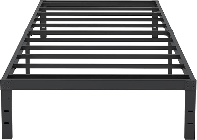 10 Inch XL Twin Bed Frames, Platform Metal Bed Frame Twin XL Size Heavy Duty Steel Slat Mattress Foundation, No Box Spring Needed, Easy Assembly, Noise-Free, Black