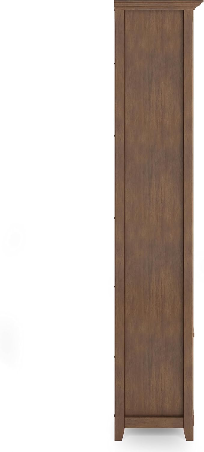 SIMPLIHOME Amherst Bookcase - 70 inch Tall 5-Shelf Solid Wood Bookshelf in Rustic Natural Aged Brown, Transitional Storage for Living Room, Study or Office with Adjustable Shelves and Tapered Legs