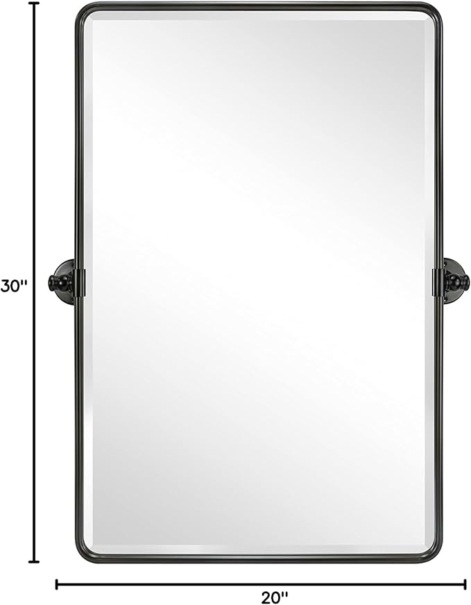 20x30'' Pivot Rectangle Bathroom Mirror Oil Rubbed Bronze Metal Framed Tilting Beveled Vanity Mirrors for Wall