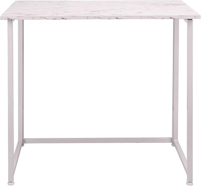 Leopard Outdoor Products Folding Computer Desk for Small Spaces, Space-Saving Home Office, Foldable Laptop Table, Writing Desk, Compact Study Reading Table (Marble White)
