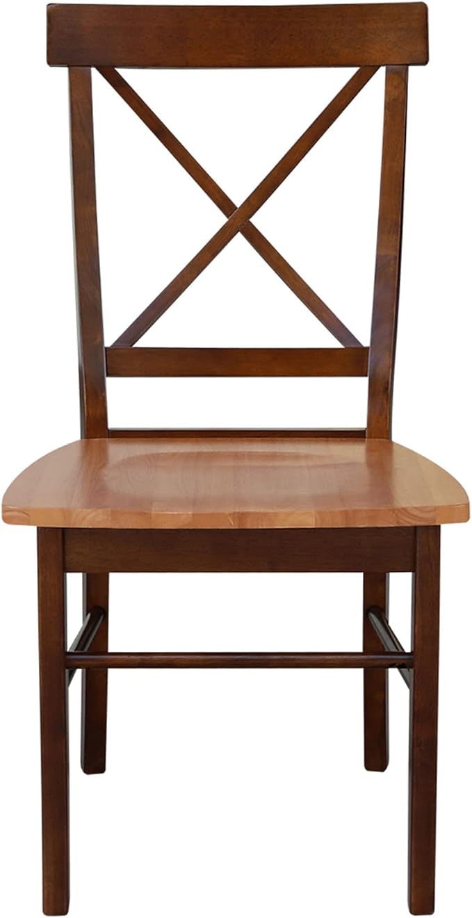 International Concepts X- Back Chair with Solid Wood Seat, Cinnemon/Espresso
