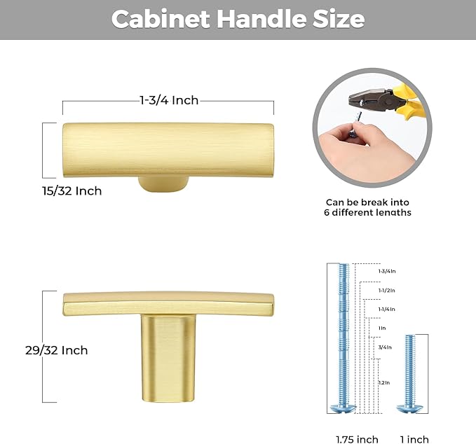 30 Pack Cabinet Handles Single Hole - Curved Cabinet Knobs Brushed Brass Drawer Pulls for Kitchen Cupboard Solid Pulls for Dresser Drawer Arch Closet Hardware