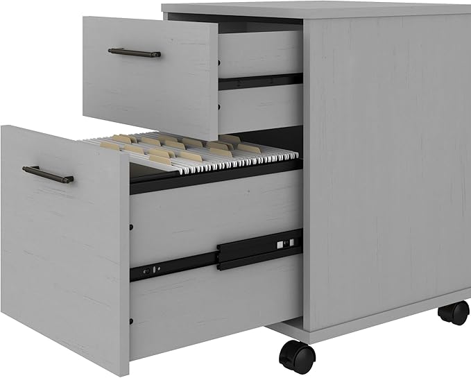 Bush Furniture Key West 2 Drawer Rolling File Cabinet in Cape Cod Gray Mobile Organization for Home Office Small Under Desk Storage on Wheels