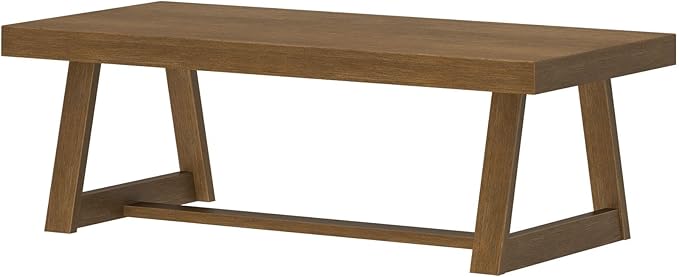 Plank+Beam Classic Rectangular Coffee Table, 54 Inch Farmhouse Coffee Table, Center Table, Small Living Space Tea Table, Pecan Wirebrush