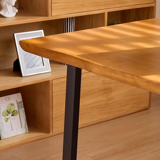 Modern Solid Wood Executive Desk – Spacious and Minimalist Home Office Workstation Perfect for Writing and Professional Use (Light Brown, 62.99in)