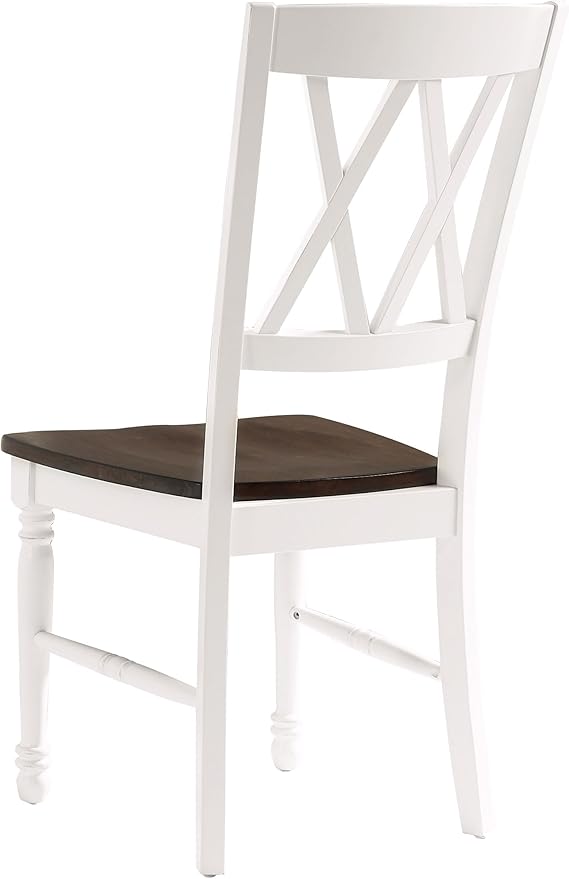 Crosley Furniture Shelby 6-Piece Traditional Dining Table Set for 7 with 4 Chairs and a Wood Bench, Distressed White