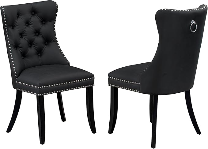 East West Furniture LGDA7-BLK-12 7 Piece Dinette Set Contains a Rectangle Kitchen Table with Butterfly Leaf and 6 Polyester Fabric Parson Dining Chairs, 42x84 Inch, Black