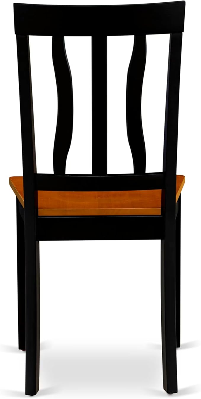 East West Furniture HLAN5-BCH-W 5 Piece Dining Table Set for 4 Includes a Round Kitchen Table with Pedestal and 4 Dining Room Chairs, 42x42 Inch, Black & Cherry