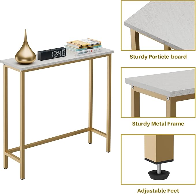 HollyHOME Narrow Hallway Table, 29.5" Small Console Stand, Slim Entryway Table, Sofa Desk, for Hallway, Bedroom, Living Room, Foyer, Rock Texture