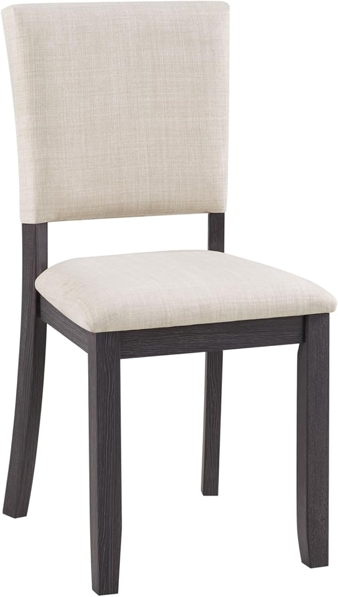 Ball & Cast 5 Piece Dining Table Set with 4 Upholstered Chairs,Wooden Living Room Furniture W/ 47.3" Round Kitchen Desk & Backrest Chair,for Small Space,Dining Room,Antique Black & Beige