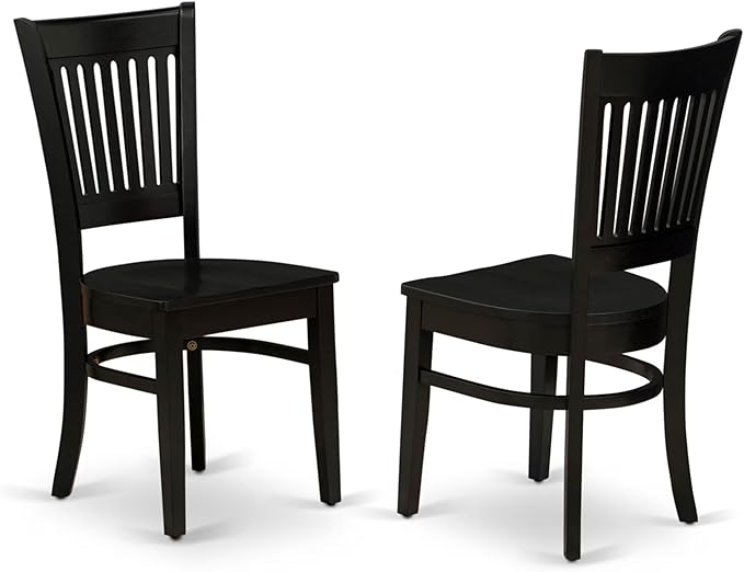 East West Furniture DLVA5-BLK-W 5 Piece Dining Set Includes a Round Dining Room Table with Dropleaf and 4 Kitchen Chairs, 42x42 Inch, Black
