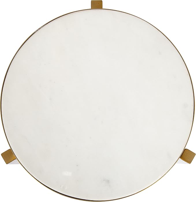 Kate and Laurel Aguilar Modern Drink Table, 9 x 9 x 23, White and Gold, Genuine Marble Accent Table for Small Spaces