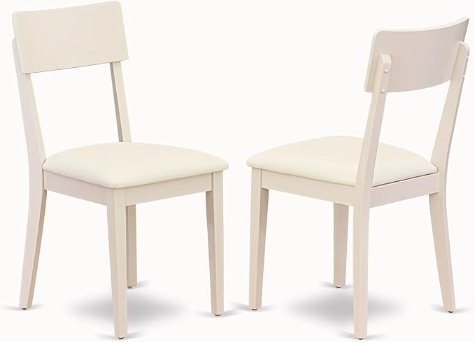 East West Furniture CAAD5-LWH-LC 5 Piece Dining Room Table Set Includes a Rectangle Kitchen Table and 4 Faux Leather Upholstered Dining Chairs, 36x60 Inch, Linen White