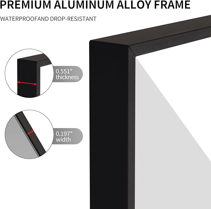 Black Bathroom Mirror for Wall, Rectangle Mirrors with Metal Frame, Modern Vanity Wall Mirror Decor for Entryway Hangs, Bathroom Living Room Horizontal or Vertical (Black, 30" L x 24" W)