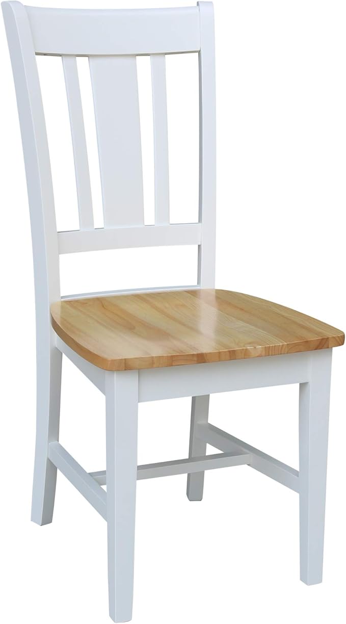 International Concepts San Remo SplatBack Dining Chairs Set of 2 White/Natural Parawood Construction - Solid Wood|17.3" W x 21.9" D x 38.2" H | 225 lb Weight Capacity - Chairs, White/Natural