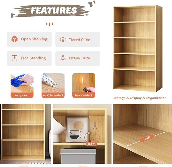 Basic Open Shelf Bookcase - 3-Tier Wooden Cube Storage Shelves Split Bookshelf, White