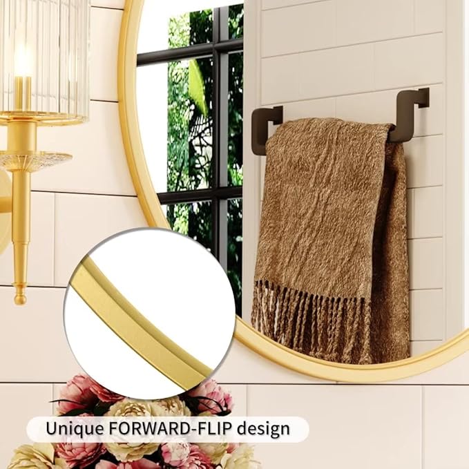Growsun Gold Round Mirror, 24 inch Circle Wall Mirror for Bathroom Vanity, Entryway Living Room with Metal Frame for Home Decor