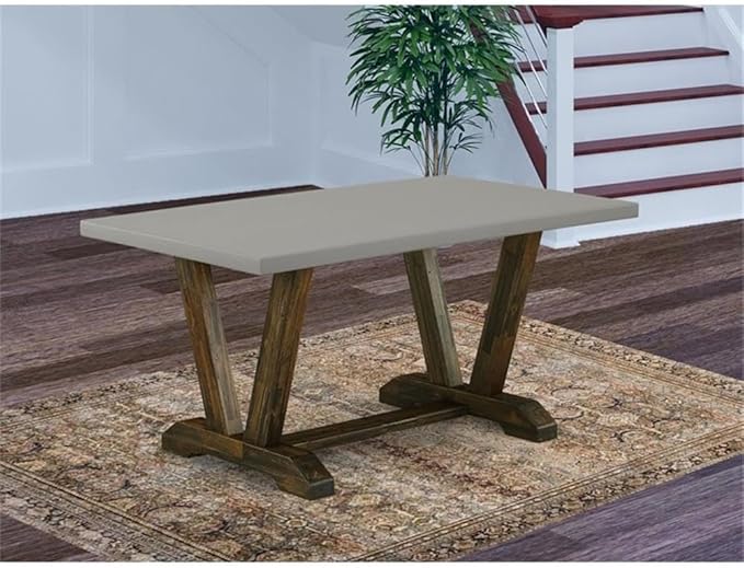 East West Furniture VT796 V-Style Modern Kitchen Table - a Rectangle Dining Table Top with Stylish Legs, 36x60 Inch, Multi-Color