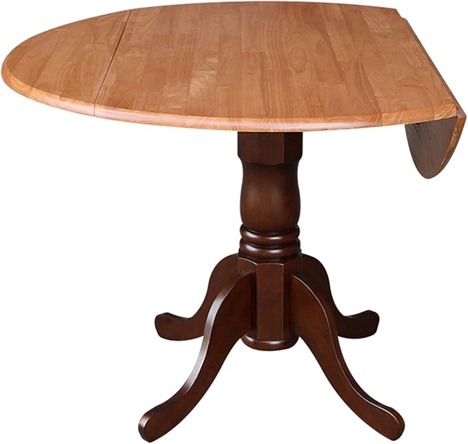 International Concepts Round Dual Drop Leaf Ped Table, Cinnamon/Espresso, 42-Inch