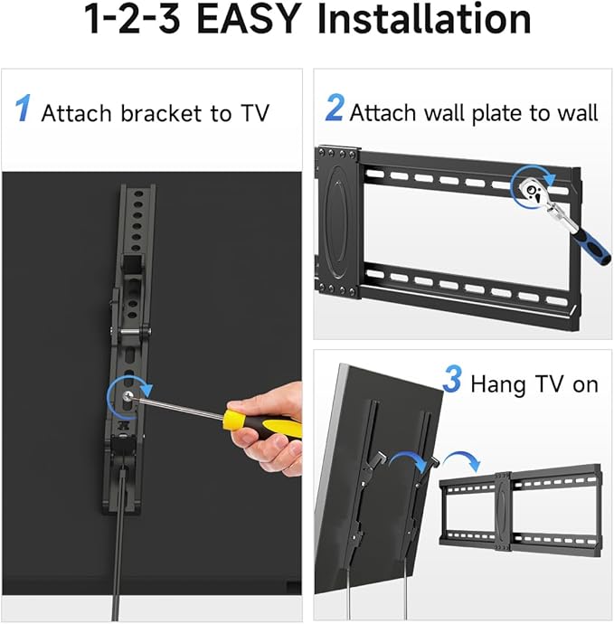 Suptek Tilt TV Wall Mount Bracket for Most 42-90 inch TV, Universal Mount with Max 800x400mm VESA and 154lbs Loading Capacity, Fits Studs 16” 18“ 24" Apart, Low Profile with Bubble Level (MT5084)