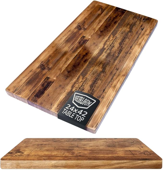 Reclaimed Wood Table Top - Rustic Recycled Wooden Piece Perfect for Kitchens, Dining and Coffee Table Tops (Reclaimed Wood Table Top - Economy, 24" x 42")