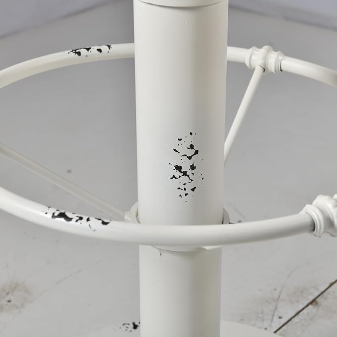 Diwhy Industrial Pub Table 23.6" Iron Round Desktop 37.4" Height Cast Iron Bar Table Antique White