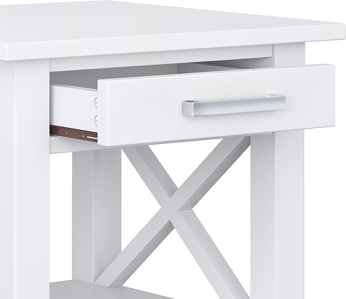 SIMPLIHOME Kitchener SOLID WOOD 21 inch Wide Square Contemporary End Table in White for the Living Room and Bedroom