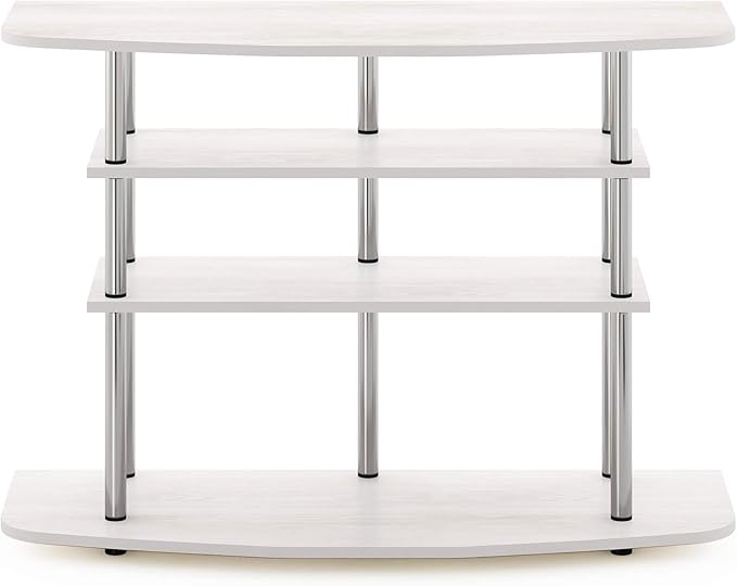 Furinno Frans Turn-N-Tube TV Stand for TV Size up to 43 Inch, 4-Tier, White Oak