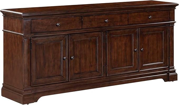 Liberty Furniture Arden Road TV Console, 74 Inch, Satin Cherry, 3 Drawers, 4 Doors