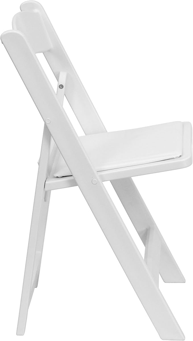 Flash Furniture Hercules Series Folding Chair - White Resin - Set of 4 800LB Weight Capacity Comfortable Event Chair - Light Weight Folding Chair