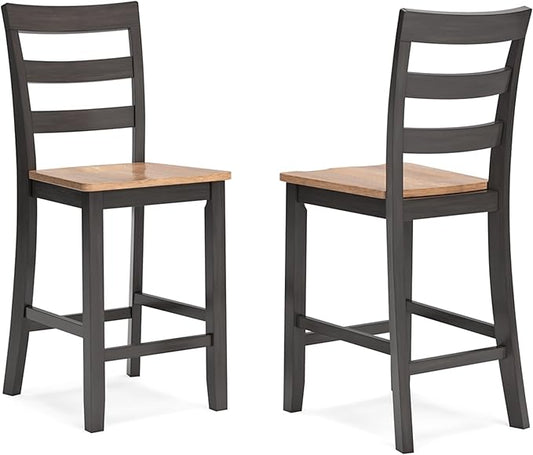 Signature Design by Ashley Gesthaven Solid Wood Frame Counter Height Barstool, Set of 2, Natural/Brown