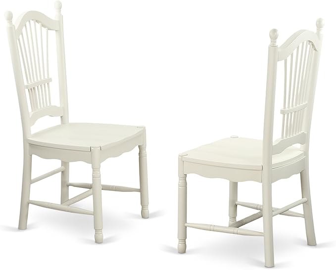 East West Furniture DOVE7-LWH-W 7 Piece Dining Table Set Consist of a Rectangle Dining Room Table with Butterfly Leaf and 6 Wooden Seat Chairs, 42x78 Inch, Linen White