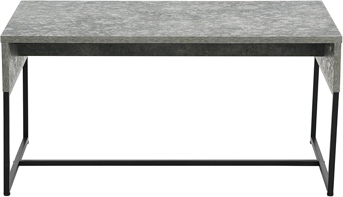 Household Essentials Wrap Rectangular Coffee Table Rustic Slate Concrete and Black Metal
