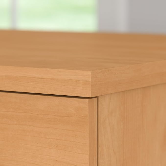 Bush Furniture Somerset 3 Position Sit to Stand L Shaped Desk with Hutch in Maple Cross Ergonomic Height Adjustable Standing Computer/Laptop Table for Home Office