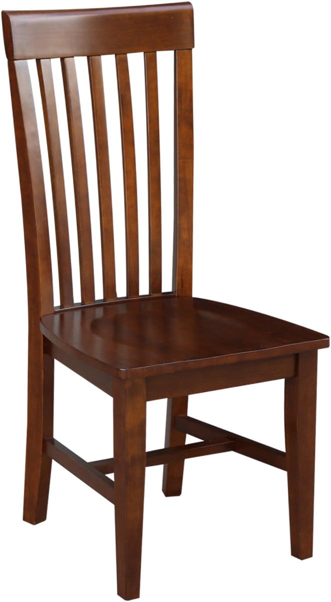 IC International Concepts, Set of Two Tall Mission Dining Chairs, Espresso, 225lbs wt capacity, Solid Real Wood, Sturdy Parawood, Espresso