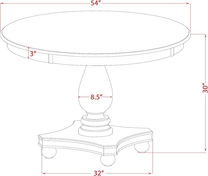 F52-0N-TP - Kitchen Table with Acacia Wood Round Tabletop, Antique Walnut Finish