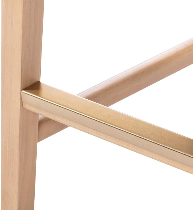 Plank+Beam Smythe Bar Stool, 30", Set of 4, Sturdy Wood Modern Kitchen Bar Height Stool, Saddle Seat Backless Bar Chair, Metal Footrest, Blonde