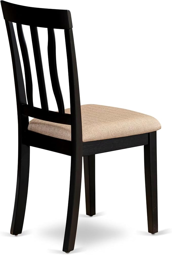 East West Furniture DLAN3-BCH-C 3 Piece Dining Room Table Set Contains a Round Kitchen Table with Dropleaf and 2 Linen Fabric Upholstered Dining Chairs, 42x42 Inch, Black & Cherry