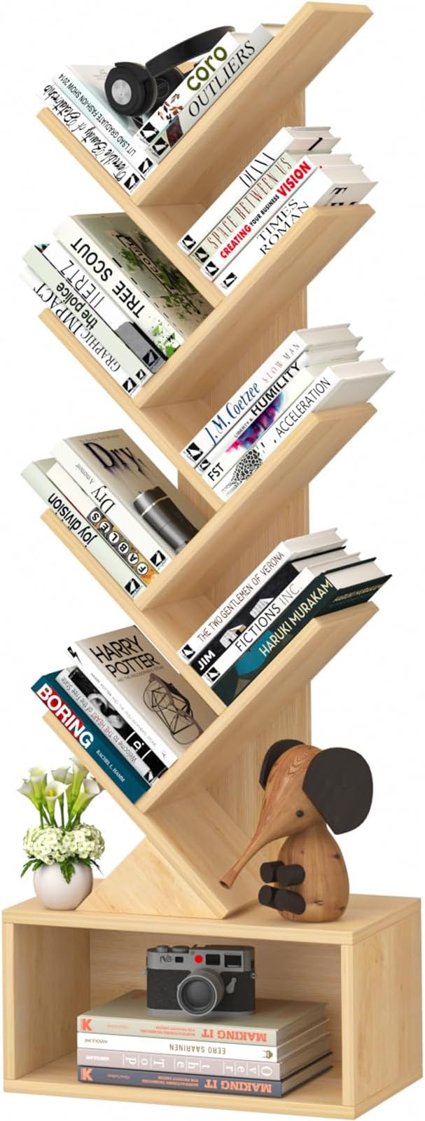 9 Tier Tree Bookshelf,Christmas Green Bookcase for Narrow Space, Storage Organizer Floor Standing Bookshelves for Books, Tall Book Case for Home Office, Living Room, Bedroom