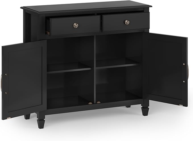 SIMPLIHOME Connaught SOLID WOOD 40 inch Wide Traditional Entryway Storage Cabinet in Black for the Living Room, Entryway and Family Room