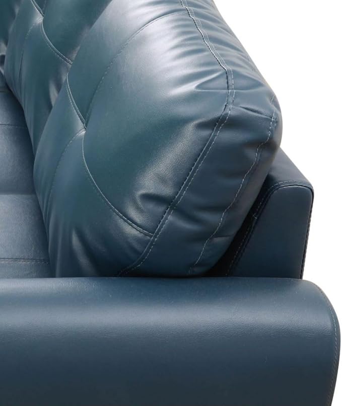 Denim L-Shaped 3-Piece Faux Leather Sofa with Storage Ottoman Set, Sectional Couch Sofa Set for Living Room, Office, Small Space