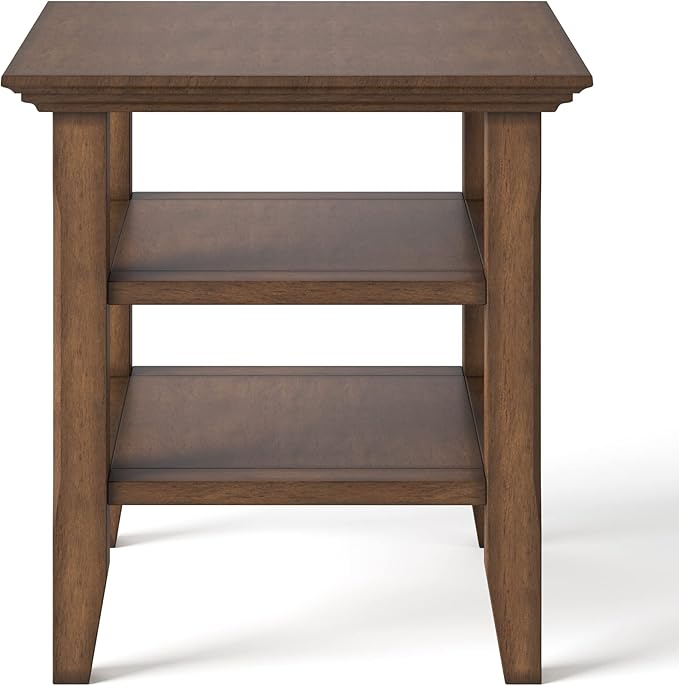 SIMPLIHOME Acadian SOLID WOOD 19 Inch Wide Square Transitional End Table in Rustic Natural Aged Brown, For the Living Room and Bedroom