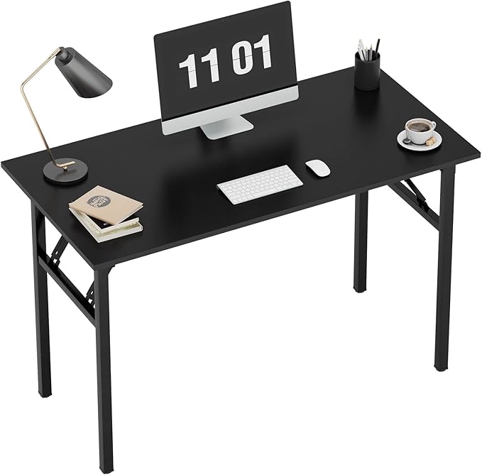 SDHYL 39 inchesNo Assembly Foldable Computer Desk for Home Office Workstation, Study and Writing, Black