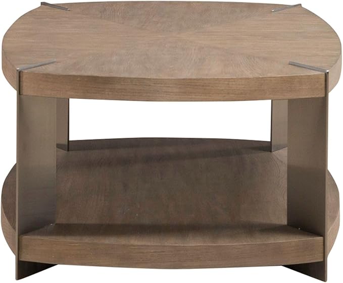 Liberty Furniture Harlow Living Room Opt 3 Piece Set - Oval Cocktail Table, 2 End Tables - Sandstone & Satin Nickel