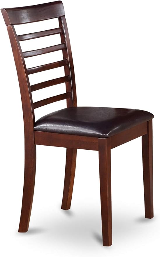 East West Furniture HLML5-MAH-LC 5 Piece Dining Table Set for 4 Includes a Round Kitchen Table with Pedestal and 4 Faux Leather Dining Room Chairs, 42x42 Inch, Mahogany