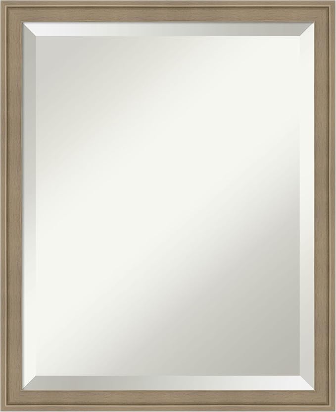 Amanti Art Brown Wall Mirror 22x18 Florence Light Brown Rectangle Bathroom Mirror for Wall Decor Living Room, Small Casual Frame, Hangs Horizonally and Vertically, Bathroom Decor, Beveled Edge from WI