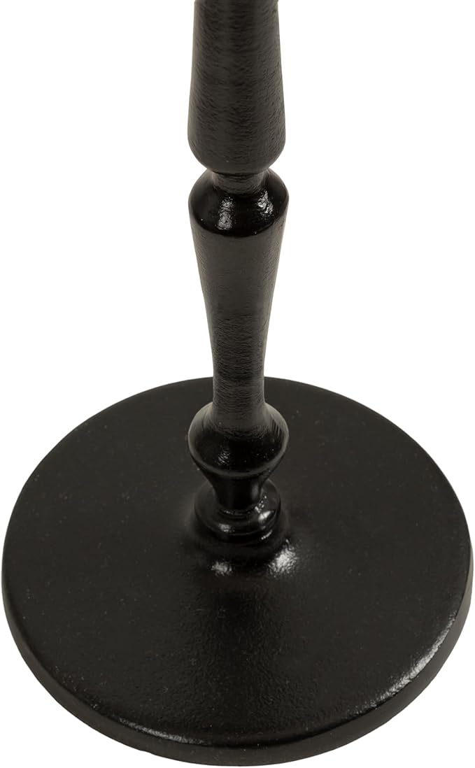 Kate and Laurel Carling Traditional Metal Round Drink Table, 9 x 9 x 22, Black, Vintage Cast Aluminum Accent Table with Unique Spindle Design for Use as Indoor Plant Stand or Living Room Decor Piece