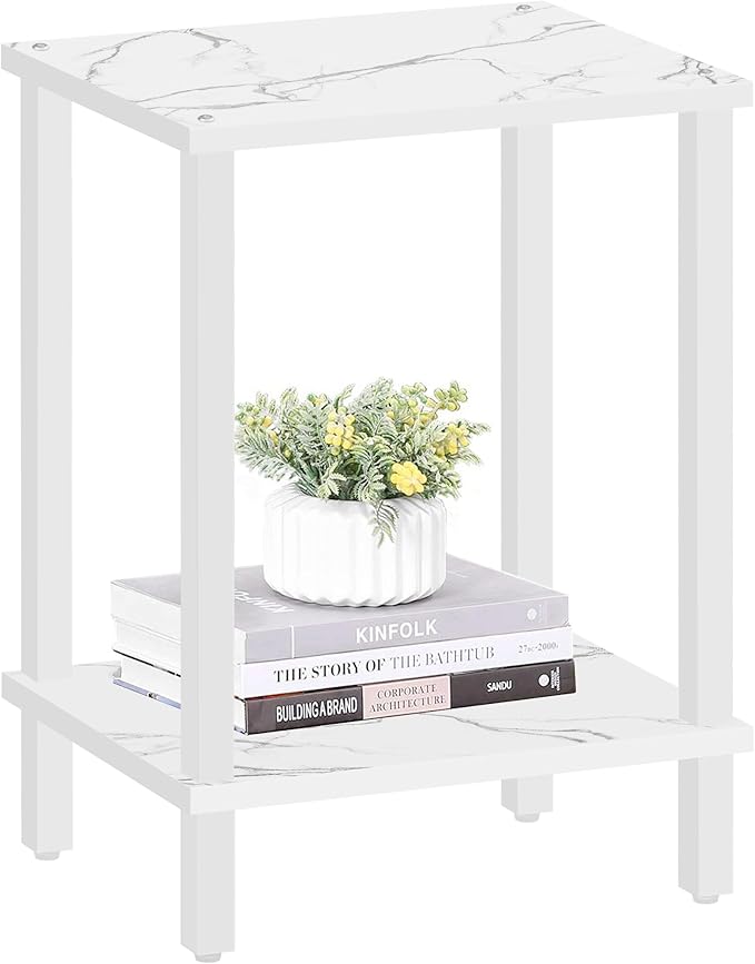 TUTOTAK End Table, Side Table, Nightstand, 2-Tier Storage Shelf, Sofa Side Table for Small Space, Living Room, Bed Room TB01BMW034