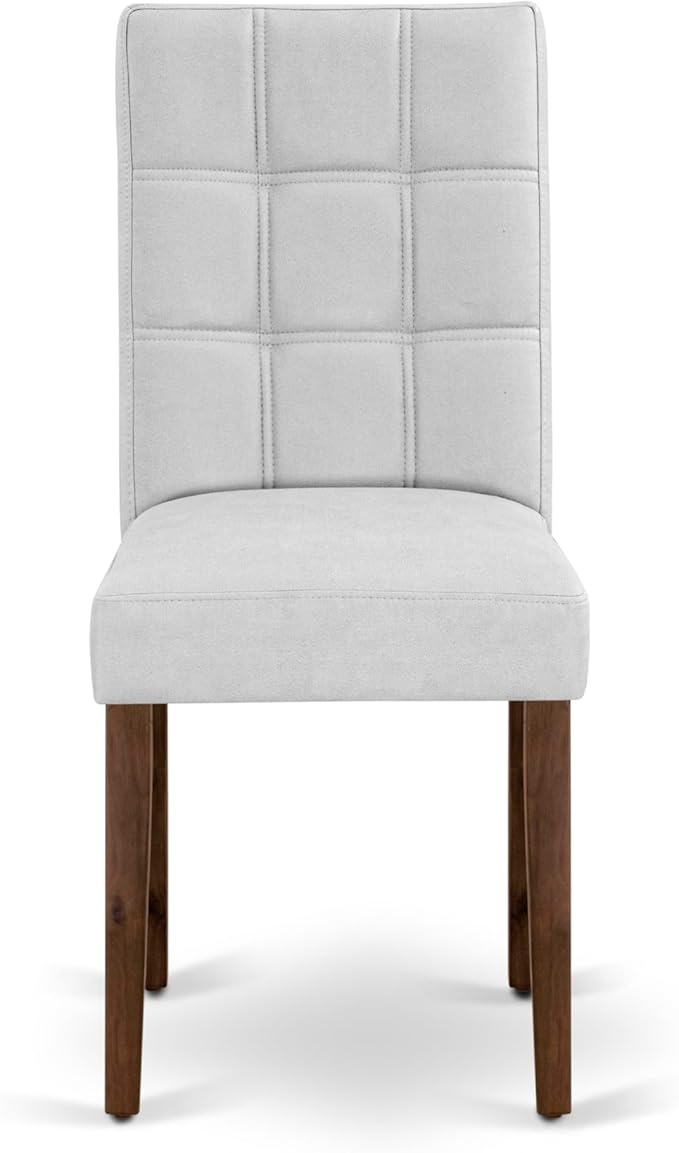 East West Furniture ANAS3-AWA-27 3 Piece Modern Dining Set consists A Dinning Table and 2 Light Gray Polyester Fabric Dinner Chairs, Antique Walnut