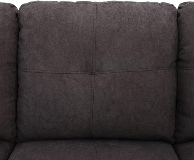 Dark Brown L-Shaped 3-Piece Flannel Sofa with Storage Ottoman Set, Sectional Couch Sofa Set for Living Room, Office, Small Space